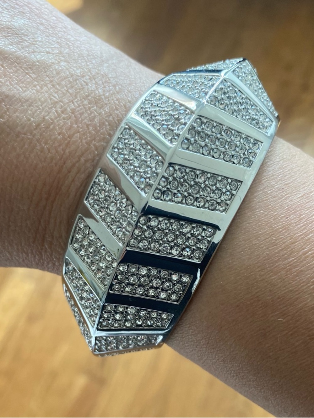 Vince Camuto Silver Crystal Pave Chevron Bangle